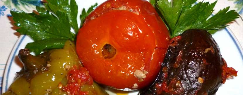 Долма Светофор или Три сестры Овощная долма, перец, баклажан и помидор