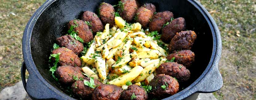 Котлеты в казане Котлеты на открытом огне